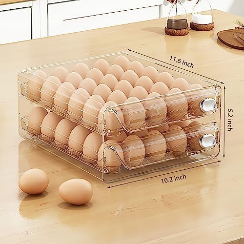 60 Egg Holder for Fridge, Egg Container for Refrigerator, Stackable