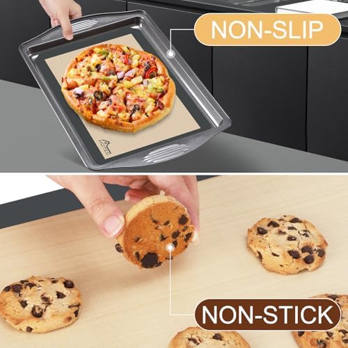 HOTEC Silicone Baking Mats, 3 Pack, 2 Half Sheet + 1 Quarter Sheet