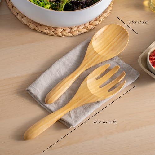 Dehaus® 12" Extra Large Bamboo Salad Servers - Wooden Salad Serving