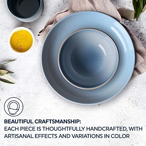 Corelle Stoneware Dinnerware Set, Handmade Reactive & Solid Glazed