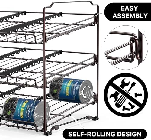 Simple Houseware 3-Tier Stackable Can Organizer Rack Hold 36 Cans, Bronze