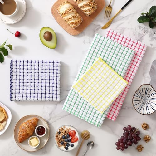 Homaxy Cotton Terry Kitchen Towels and Dishcloths Set of 8, Mixed