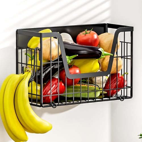 Magnetic Shelf for Fridge, Fruit Basket with 2 Hooks