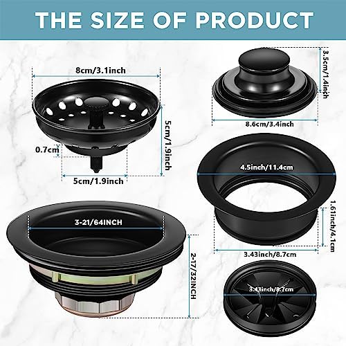 Zonon 5 Pcs 3-1/2 Inch Kitchen Sink Drain Strainer Assembly with Sink