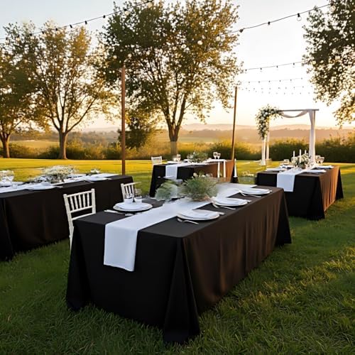 Surmente 90x132 Inch Black Tablecloth for 6-8 Foot Rectangle Tables
