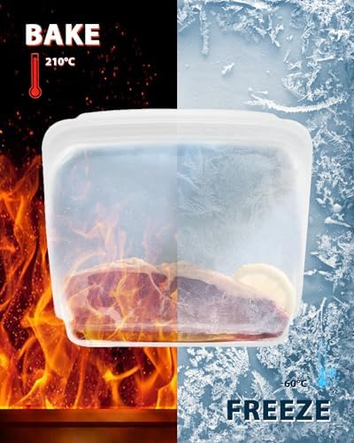Reusable Silicone Storage Bag, 6 Packs Pocket, Snack, and Sandwich