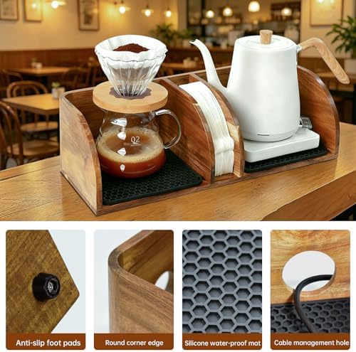 Acacia Coffee Bar Station Organizer Stand for Chemex Maker