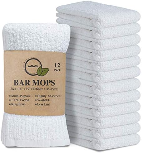 Towels Kitchen Bar Mops Towels, Pack of 12 Towels - 16 x 19 Inches