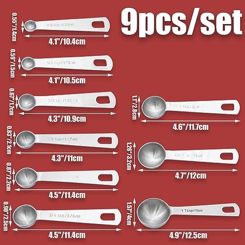 Luomorgo 9 Pcs/Set Measuring Spoons Set, Stainless Steel Tablespoons
