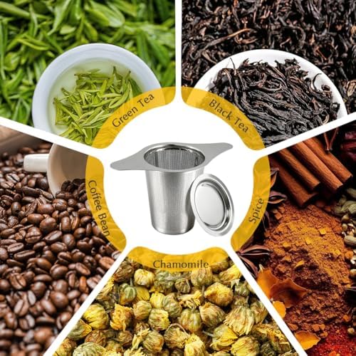 2 Pack 304 Stainless Steel Tea Infuser with Lid, Extra Fine Mesh Loose