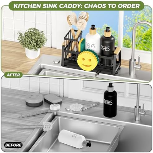 Kitchen Sink Sponge Holder with Dish Brush Holder