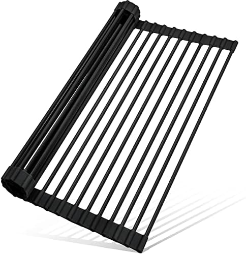 MERRYBOX Roll-Up Dish Drying Rack, 17.5" x 13", Black