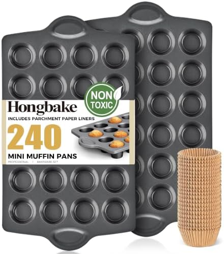 HONGBAKE Mini 24 Ceramic Muffin Pan Set, Nonstick Cupcake Pans with