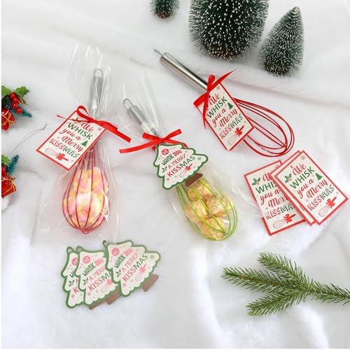 8 Sets 10 Inch Christmas Whisks Gifts with Ribbons Greeting Cards