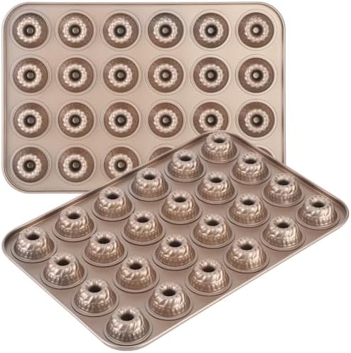Lnrueg 2 PCS Mini Bundlette Cake Pan, 24-Cavity Mini Fluted Cake Mold