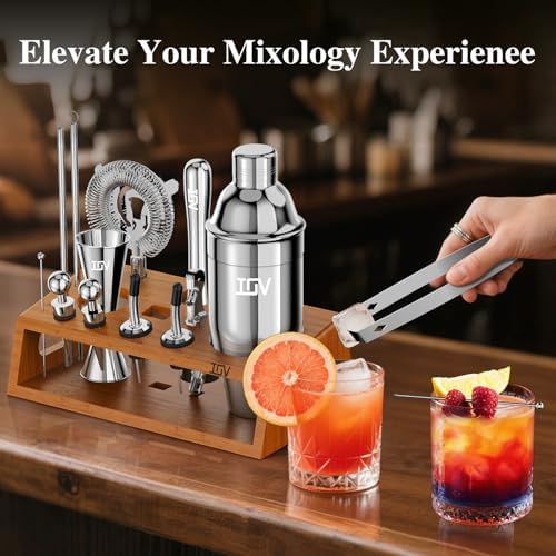 IOV Cocktail Shaker Set Bartender Kit with Stand | Bar Set Drink Mixer
