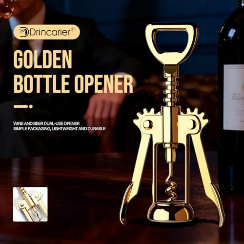 Gold Wine Opener, Zinc Alloy Premium Wing Corkscrew with