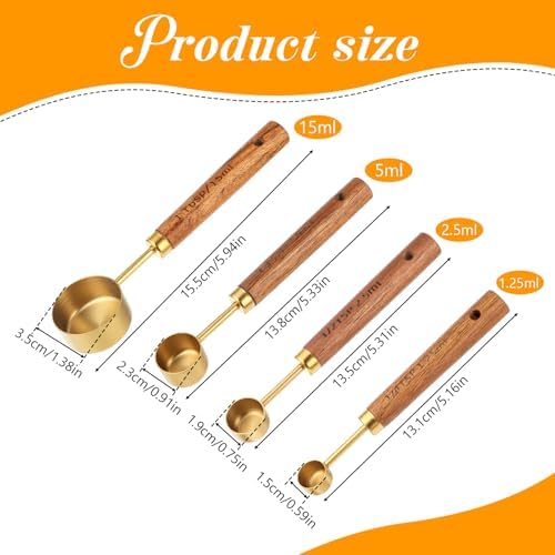 Gold Measuring Spoons Set of 4, Stainless Steel Coffee Measuring Scoop
