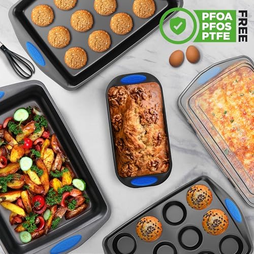 NutriChef Nonstick Bakeware Set of 6, Baking Pan with Cookie Sheets