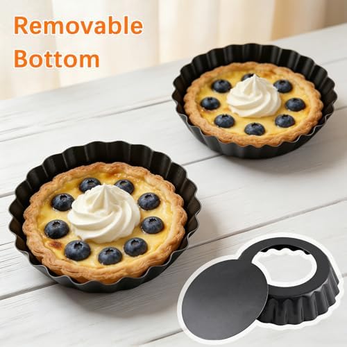 16 Pcs Mini Tart Pans Egg Tart Molds with Removable Bottom Round