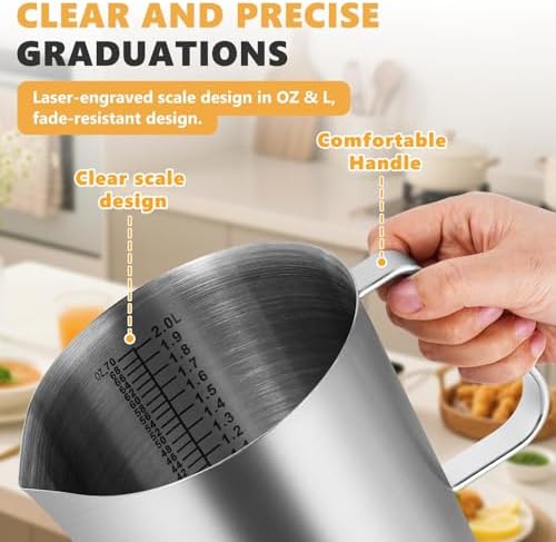 Stainless Steel Measuring Cup with Lid 2L 70 OZ
