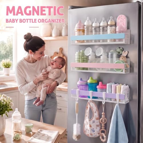 Patelai 3 Pack Magnetic Water Bottle Organizer for Refrigerator