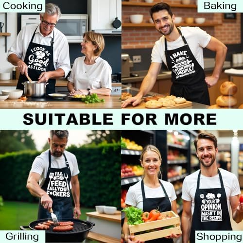 Funny Aprons for Women Men, Adjustable Black Grilling Cooking Baking