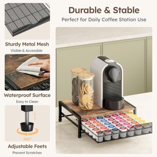 Homsorout 42 K Cup Holder, Coffee Pod Holder Drawer for Countertop