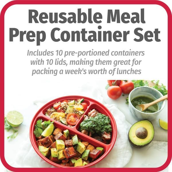 GoodCook Meal Prep Containers Set Microwave & Dishwasher-Safe Round Food - Image 2