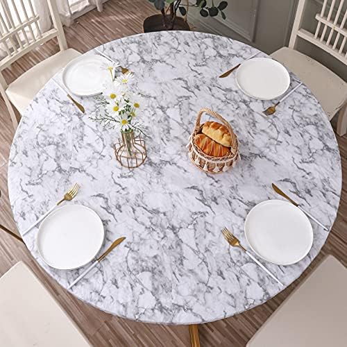 Walrus Round Vinyl Fitted Tablecloth with Flannel Backing Elastic Edge