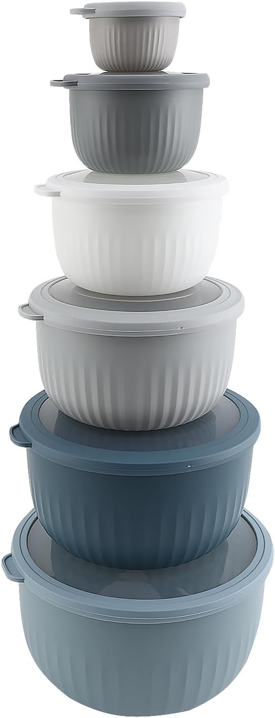 COOK WITH COLOR Prep Bowls with Lids- Wide and Deep Nesting Plastic Small by CookwithColor