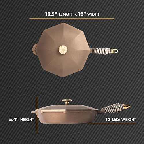FINEX Cast Iron 8 and 12 Inch Skillet Bundle with Lids