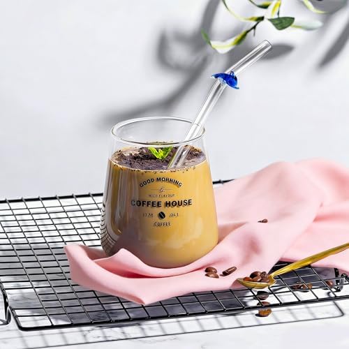 Reusable Glass Straws with 2 Cleaning Brushes, Shatter Resistant