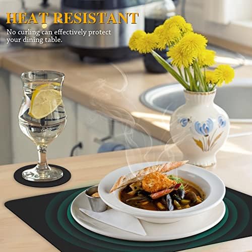 Bacgnyer Placemats Set of 4 with Coasters Wipeable Washable, Black 4
