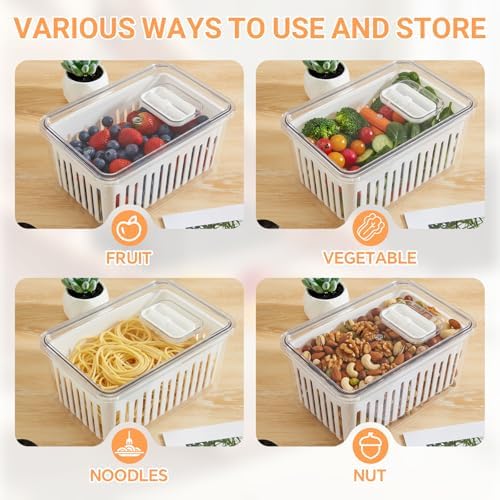 2 Pack Berry Containers for Fridge, Large Produce Saver with Removable