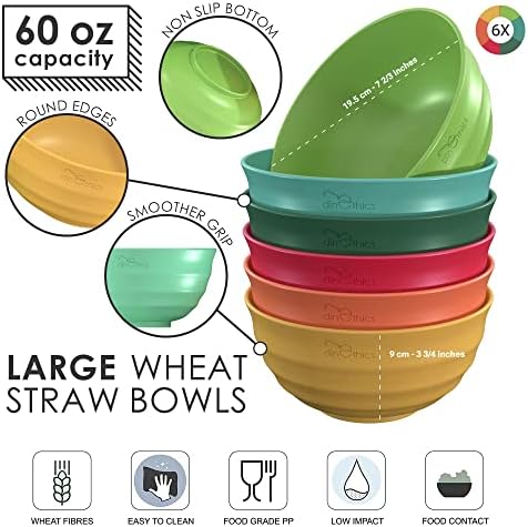 60-OZ Big Bowl Set - Unbreakable Microwave Safe Bowls with 6 Large