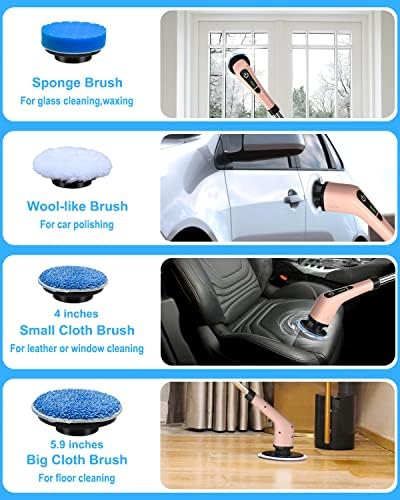 Leebein Electric Spin Scrubber, 8 Brush Heads, Rose