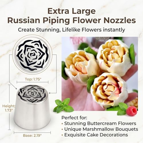 Extra Large Russian Piping Tips, 304 Frosting Tip & Reusable Cotton