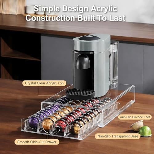 Nespresso Pod Holder Drawer Organizer for Vertuo Pods, Coffee Pod