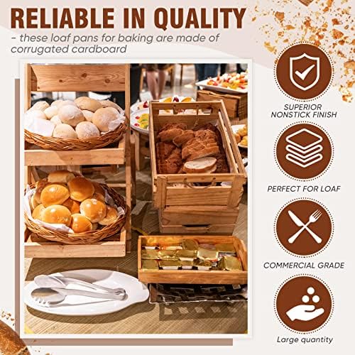 Sabary 50 Pcs Paper Baking Loaf Pan with Lids Disposable Paper Pans