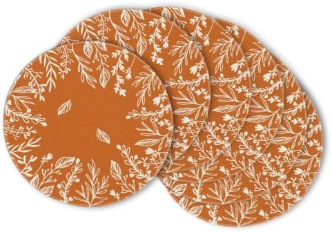 Artoid Mode Eucalyptus Leaves Round Fall Placemats Set of 6-14 Inch