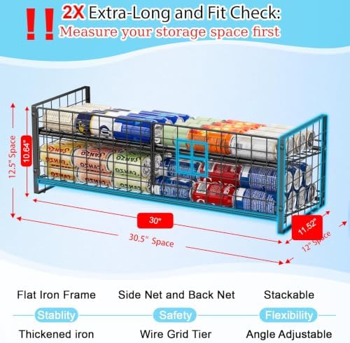 2-Pack Extra-Long Stackable Can Organizer for Pantry Shelf Storage