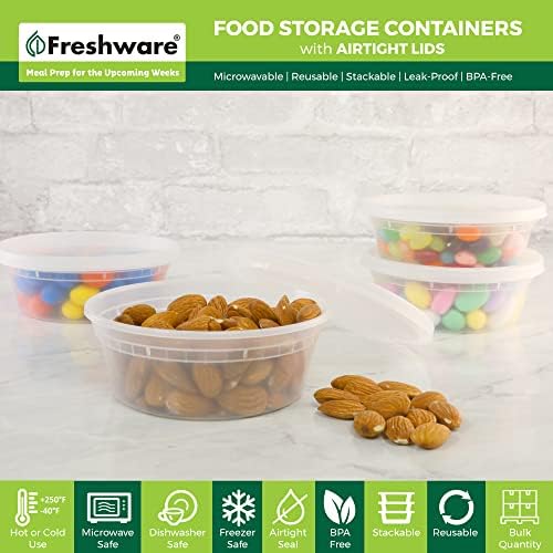 Freshware Food Storage Containers [50 Set] 8 oz Plastic Deli
