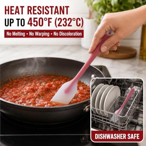 HiramWare Silicone Spatula Set of 4, Heat Resistant, Food Grade