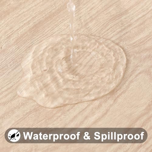 Smiry 45"-56" Round Fitted Tablecloth, Waterproof Plastic Table Cover