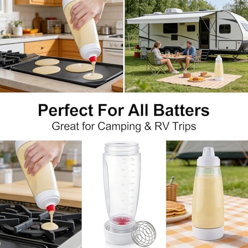 2-Pack Pancake Batter Dispenser with Whisk Ball