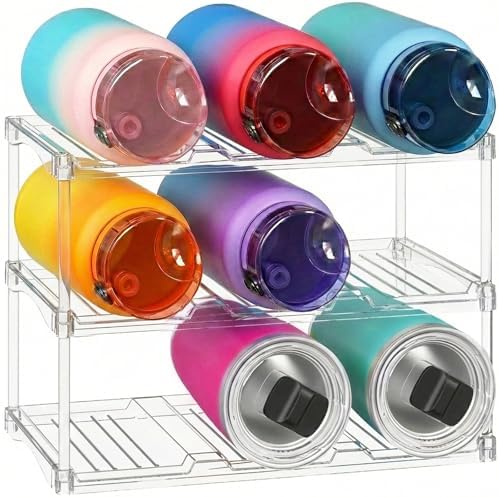 Lifewit Stackable Water Bottle Organizer, Clear Tumbler Holder for