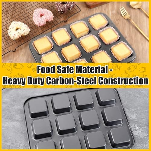 2 Pack Brownie Pan with Dividers, 12-Cavity Muffin Baking Pans