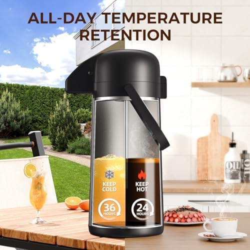 Coffee Carafe for Keeping Hot, 102OZ / 3L Airpot Coffee Dispenser with