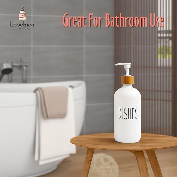 LOOCHICA Dish White Glass Soap Dispenser - Image 5